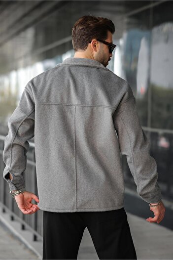 Madmext Anthracite Cashmere Shirt Men's Jacket E6765