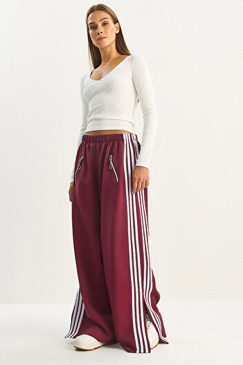 Bianco Lucci Women's Striped Elastic Waist Pocket Detailed Seasonal Palazzo Trousers 8585 60283690