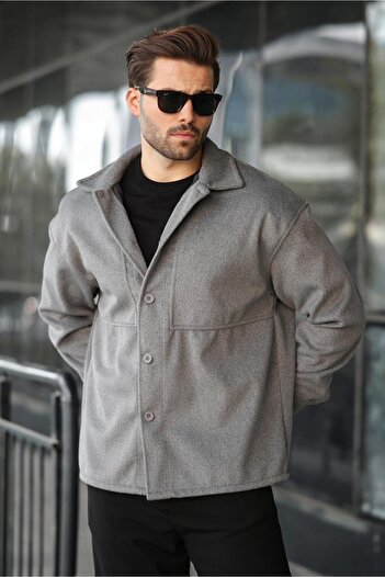 Madmext Anthracite Cashmere Shirt Men's Jacket E6765