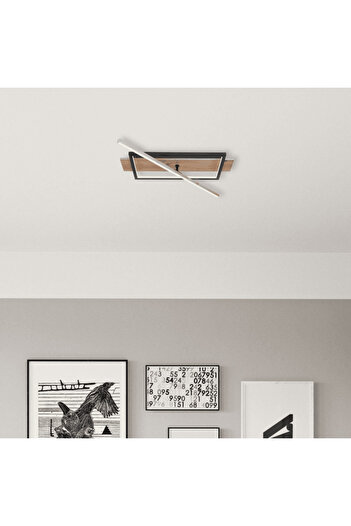 GLOBO LED ceiling light, metal housing, wooden details, 1200lm, 28W, warm light, memory function...