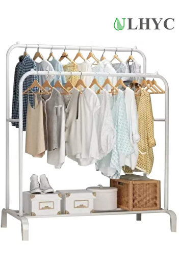 ULHYC Clothes Organizer And Holder Metal Stand 150x110x54 cm White