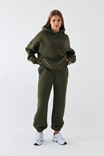BARLİZ Women's 3 Thread Loose Fit Premium Model Oversize Basic Jogger Tracksuit Set