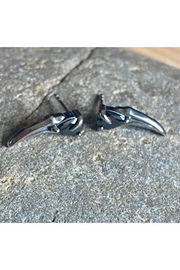 Viking Special Design Black Zircon Stone Model 316L Stainless Steel Tarnish-Free Earrings Pair