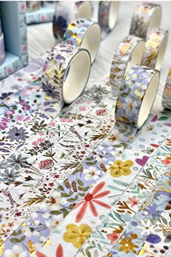 Ecrou Bm-1538 12 Pieces Gilt Flower Patterned Paper Tape