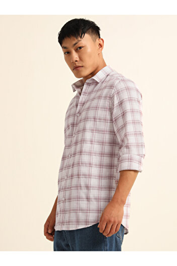 Bushirt By Styli Men Off White Checked Casual Shirt
