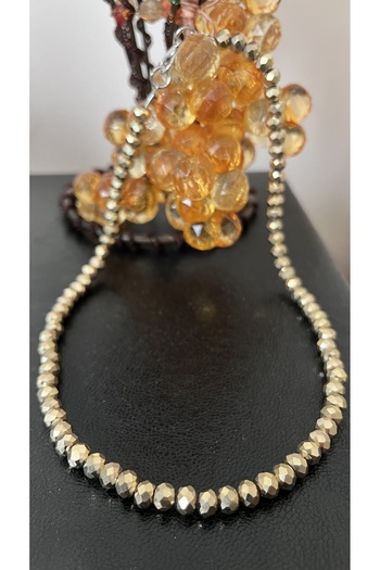 Atelier By Serkan Gold Color Crystal Cut Glass Necklace