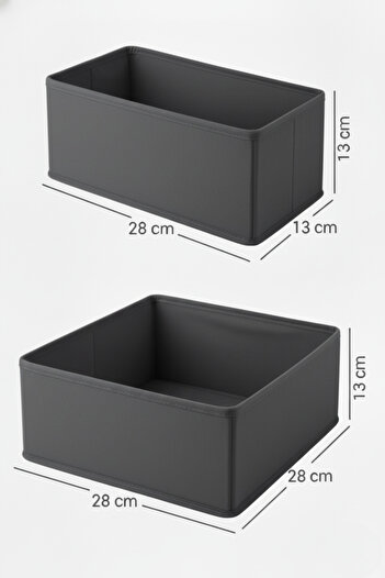 PH Prendi Home 2-Piece Anthracite Drawer Organizer Set - Multi-Purpose Cabinet Box Set