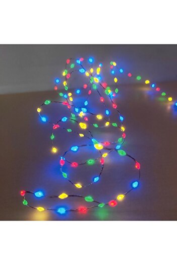 SHOPIENS LED light string (copper), 123 bulbs, multicolor, 2.09 m, programmable, AA batteries