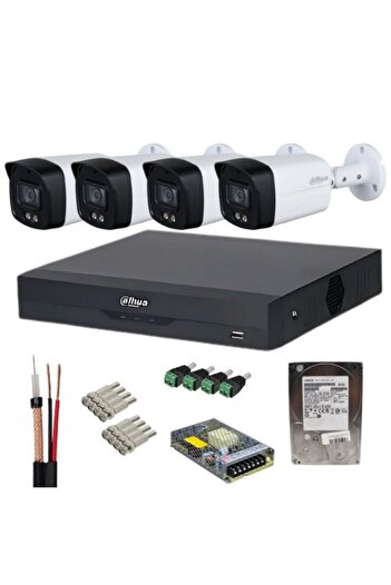DAHUA 4-camera Full-Color 5MP surveillance system with 4K Penta-brid DVR and 1TB HDD