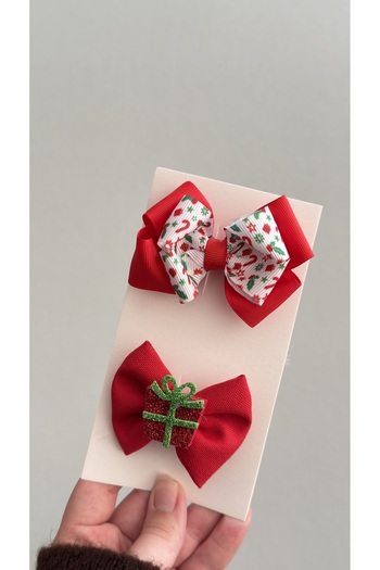 Toka Perisi Handmade Double Combination Red New Year Children's Teenager Gift Buckle Set (2 Buckles Are Ribbon-Covered)