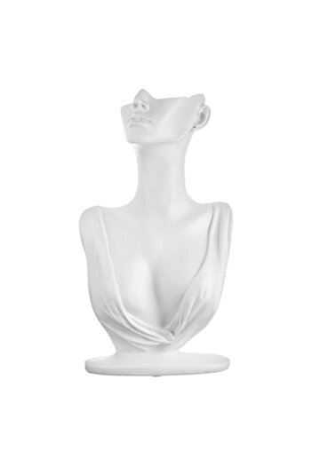 SHOPIENS Jewelry Organizer Stand - Female Bust, Polyresin, White, 18x7x31.5 cm