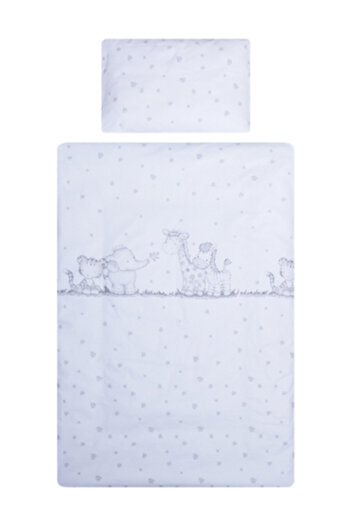 Beberoyal Cotton 3-piece bedding set for 120x60 cm mattress, Safari Friends White (Beberoyal)