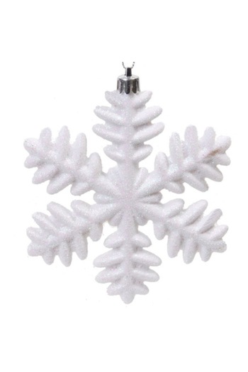 OEM Set of 4 white snowflake-shaped Christmas baubles, 13 cm