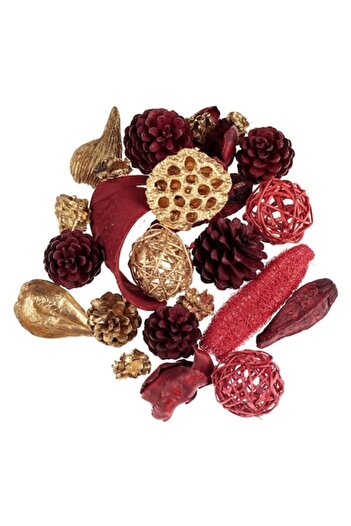 SHOPIENS Christmas Decorative Potpourri 200g - Red & Gold Cones, Leaves, Spheres & Berries