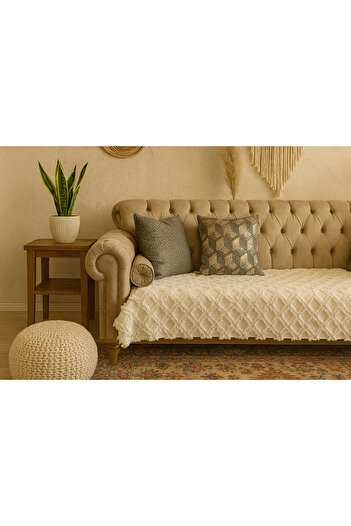 Divanest Special Design Sofa Cover Ecru (for Three-Seater Sofa) (90X210Cm)