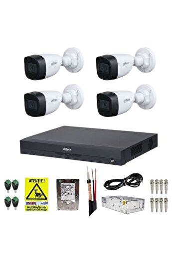 DAHUA complete surveillance kit – 4 Starlight 5MP cameras (2.8mm, IR 30m), 4‑ch WizSense DVR, 1T