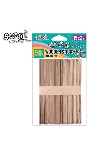 S COOL Craft accessories - wooden sticks 15 x 1.8 cm, 50 pcs/set - S-COOL