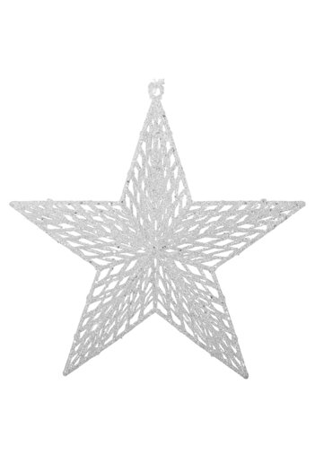 SHOPIENS Christmas Tree Ornament - Star, 28 cm, White Iridescent with Glitter