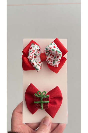 Toka Perisi Handmade Double Combination Red New Year Children's Teenager Gift Buckle Set (2 Buckles Are Ribbon-Covered)