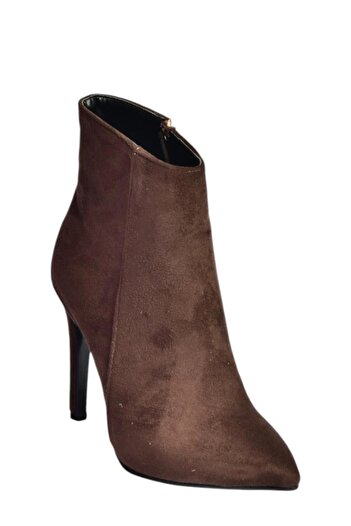 Fox Shoes N372524402 Γυναικείες μπότες με λεπτό τακούνι καφέ σουέντ