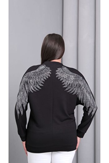 Esina Women's Modal Fabric Sweatshirt with Stone Detail on the Back