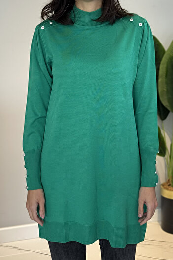 REMSA Button Detailed Knitwear Tunic 34048 Green