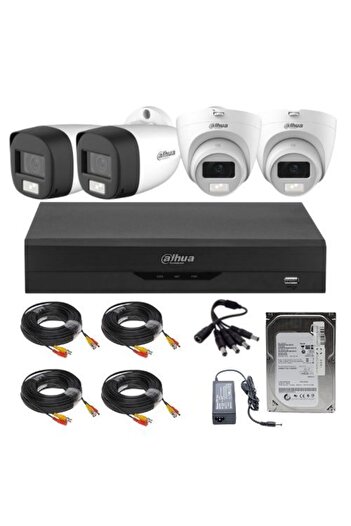 DAHUA Mixed Surveillance System - 2x 2MP Bullet IR + 2x 2MP Dome Dual Light, Integrated Microphone,