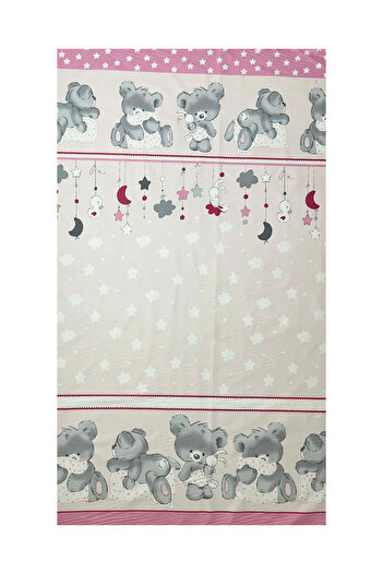 Beberoyal Set de lenjerie de pat din bumbac, 3 piese, pentru saltea 120 x 60 cm, Bears&Rabbit Pink, Beberoyal, LJ-03F-112