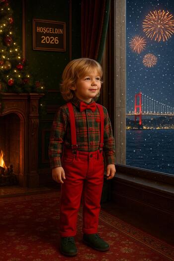 inowesta Baby&Child New Year Special Salopet Set Shirt Pants Bow Tie-4 Pieces