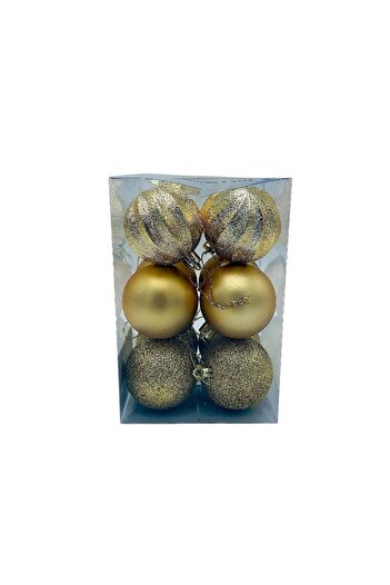 BaoBao Set of 12 Christmas tree baubles – 17x11.5x11.5cm, gold shade