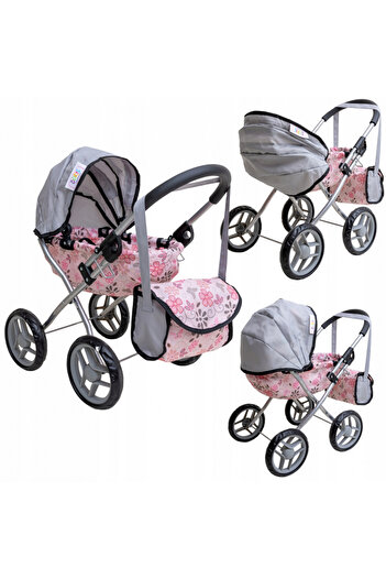 Doris Foldable stroller for Butterfly dolls with included bag, silent wheels, adjustable hood
