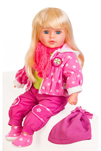 Doris Sweet Girl 60 cm doll with blonde hair, pink clothes, ribbed pants, hoodie, c