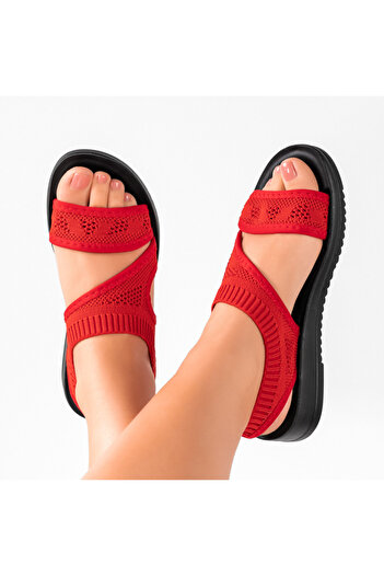 BMoD Women's red elastic material sandals MOD09470