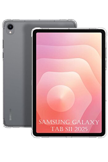 TEKNETSTORE Samsung Galaxy Tab S11 Inch 2025 Case Transparent Silicone Corner Protection Clear Shock Absorbing Back Cover