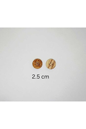 Tasarım Wooden Button Olive Wood 2.5 cm Diameter 10 Pieces.