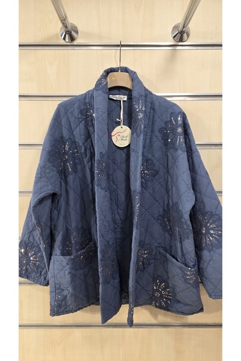Park Moda Quilted Cotton Jacket with Chrysanthemum Sequin Detail