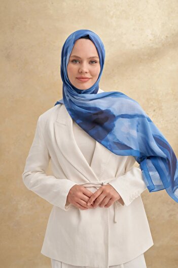 ARMANDA Şal cu model poppy 3381-İnidigo