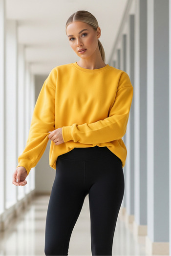 MAXIMILLIAN Women's Oversize Winter Loose Yellow Sweatshirt