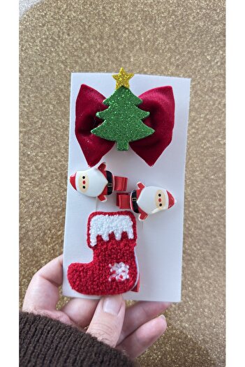 Toka Perisi Handmade Four-Piece Combination Red New Year Children's Teenager Gift Buckle Set (4 Buckles Are Ribbon-Covered)
