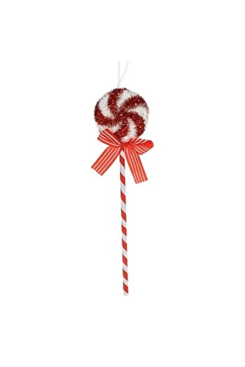 ANTBRO ® Christmas tree candy cane ornament, red/white foam with tinsel and red striped bow, 36 cm