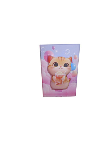 Linea Puffy Relief Surface (14*20 cm) 80 Sheets Color Striped Memory Notebook (Drinking Cat)