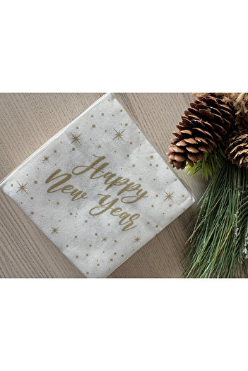 Mank Spanlin festive napkins - Happy New Year (gold) / 24 x 24 cm / 20 pcs