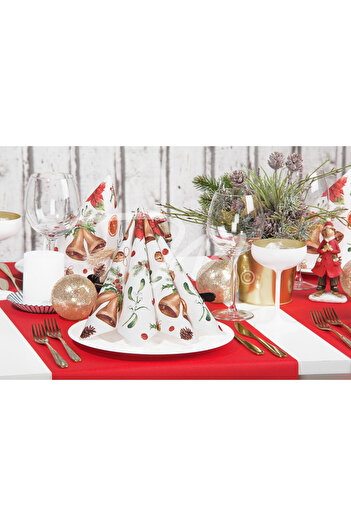 Mank Linclass festive Christmas napkins - Marianne (bells) / 40 x 40 cm / 50 pcs