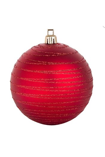 Christmas Set of 6 Christmas tree baubles, red, 8 cm