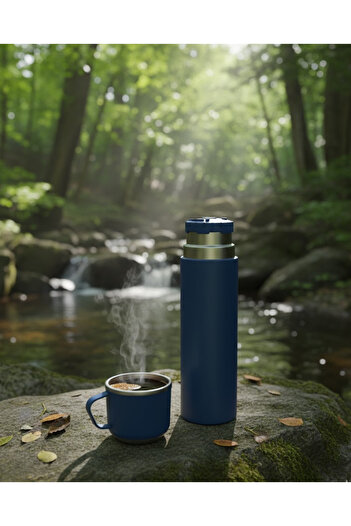 AiroBazar 500 ml Stainless Steel Thermos with Cup Double Layer Heat Insulated Hot and Cold Beverage Storage