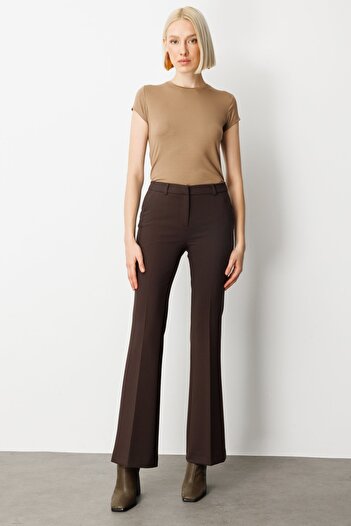 Ekol Women's Spanish Leg Side Pocket Trousers 5011 Brown