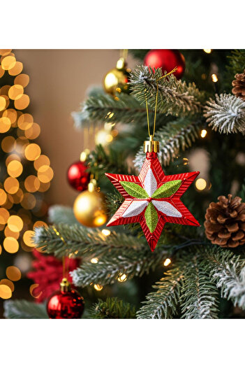 hediyeofisi 5-Piece Premium 8 cm Star Model Christmas Ornament