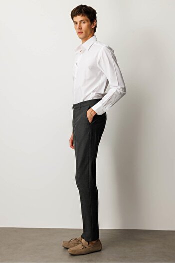 Desen Triko Men's Wool Blend Trousers with Pockets Antra