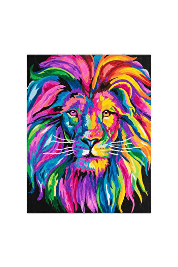 GRAFİX Paint by numbers set 40x50 cm Lion, canvas, wooden frame, 4 brushes, 24 acrylic colors