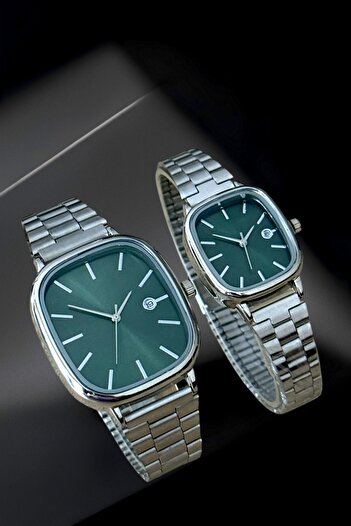 Louis Genessio Infinity Green/Silver Women&Men Lover/Couple Wrist Watch